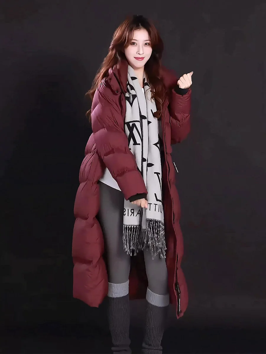 

Женская длинная зимняя куртка с капюшоном, утепленная, теплая, в стиле «пуховик», для повседневной носки, модная, белая, с наполнителем из перьев, новинка 2024 года