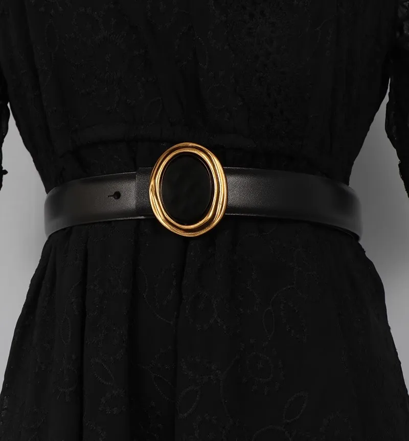 Women's Fashion Diamonds Buckle Genuine Leather Corset Female Cummerbund Coat Waistband Dress Decration Wide Belt J043