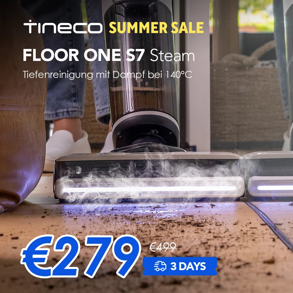 Nettoyeur vapeur sans fil Tineco Floor One S7 pour sols durs, élimine les taches tenaces, avec filtre autonettoyant.