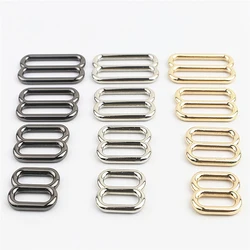 1pcs Metal Tri-Glide Buckle 3 Bar Adjuster Slider Middle Center Bar Buckle for Leather Craft Bag Backpack Shoulder Strap Belt