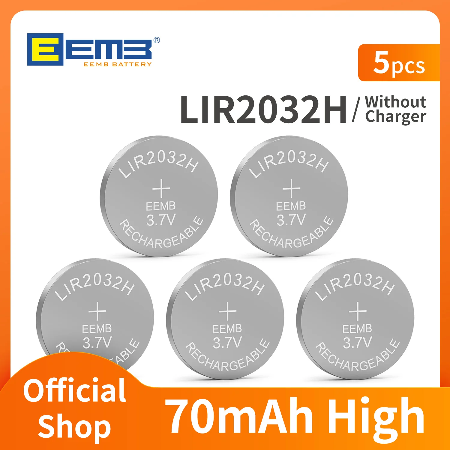 EEMB Lir2032H 70mAh akumulator litowy o dużej pojemności z ładowarką (opcjonalnie) LIR2032 H 3,7V