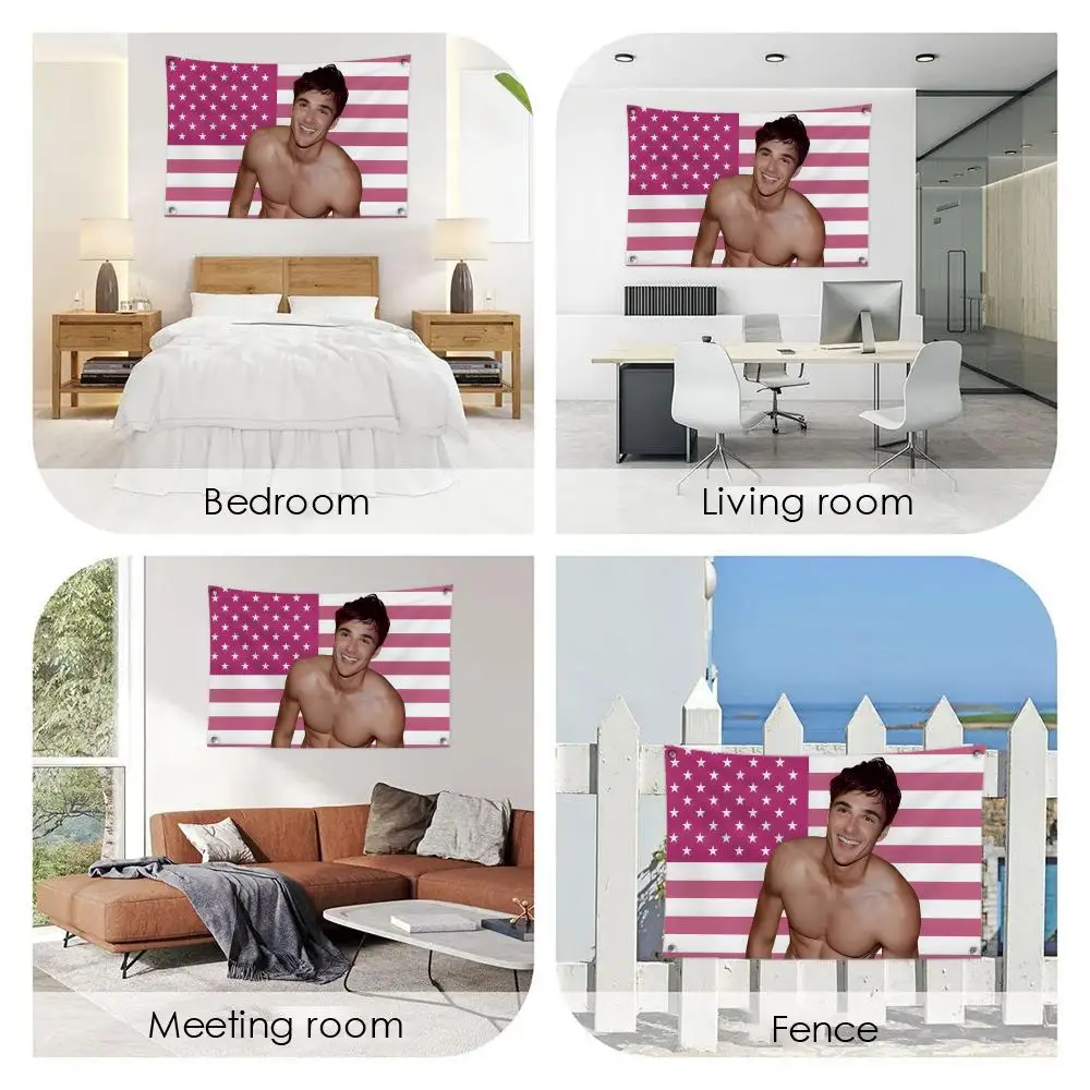 J-Jacob E-Elordi American Flag Flags Custom Wall Hanging Background Art Banner For Bedroom Home Living Room Outdoor Decor