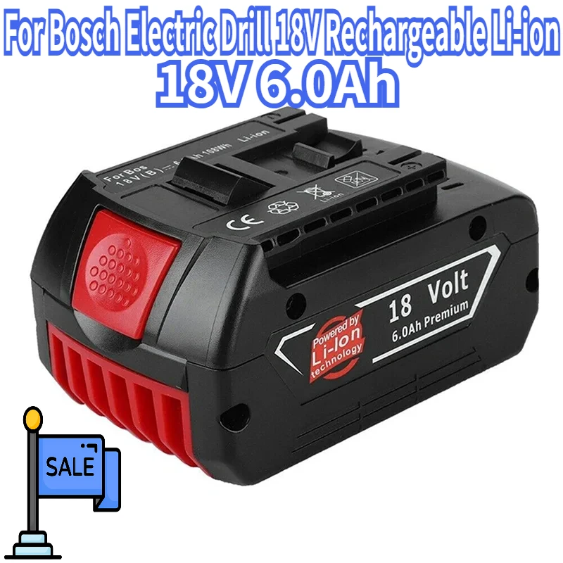 

Battery 18V 6.0Ah for Bosch Electric Drill 18V Rechargeable Li-ion Battery BAT609 BAT609G BAT618 BAT618G BAT614 Charger