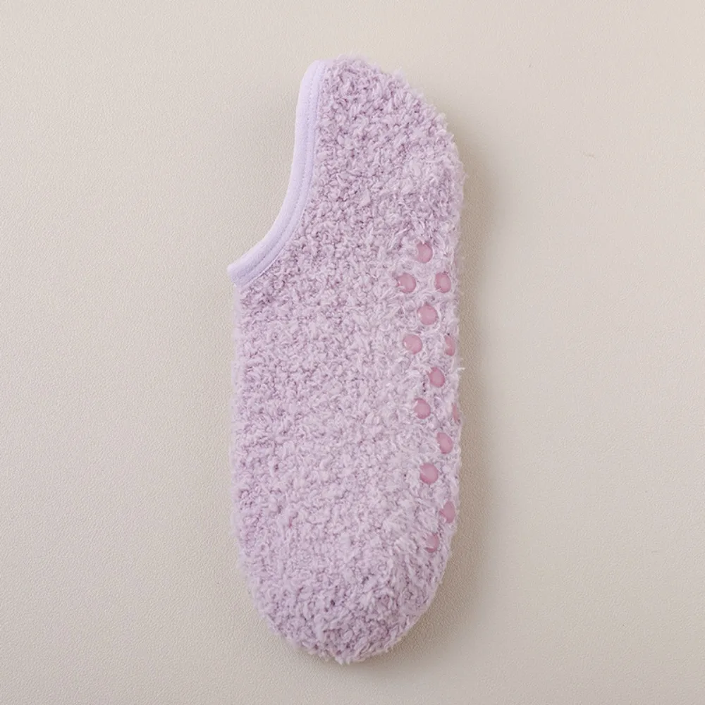 

Warm Thickened Socks Cold-proof Non-slip Coral Fleece Socks Solid Color Floor Socks Winter