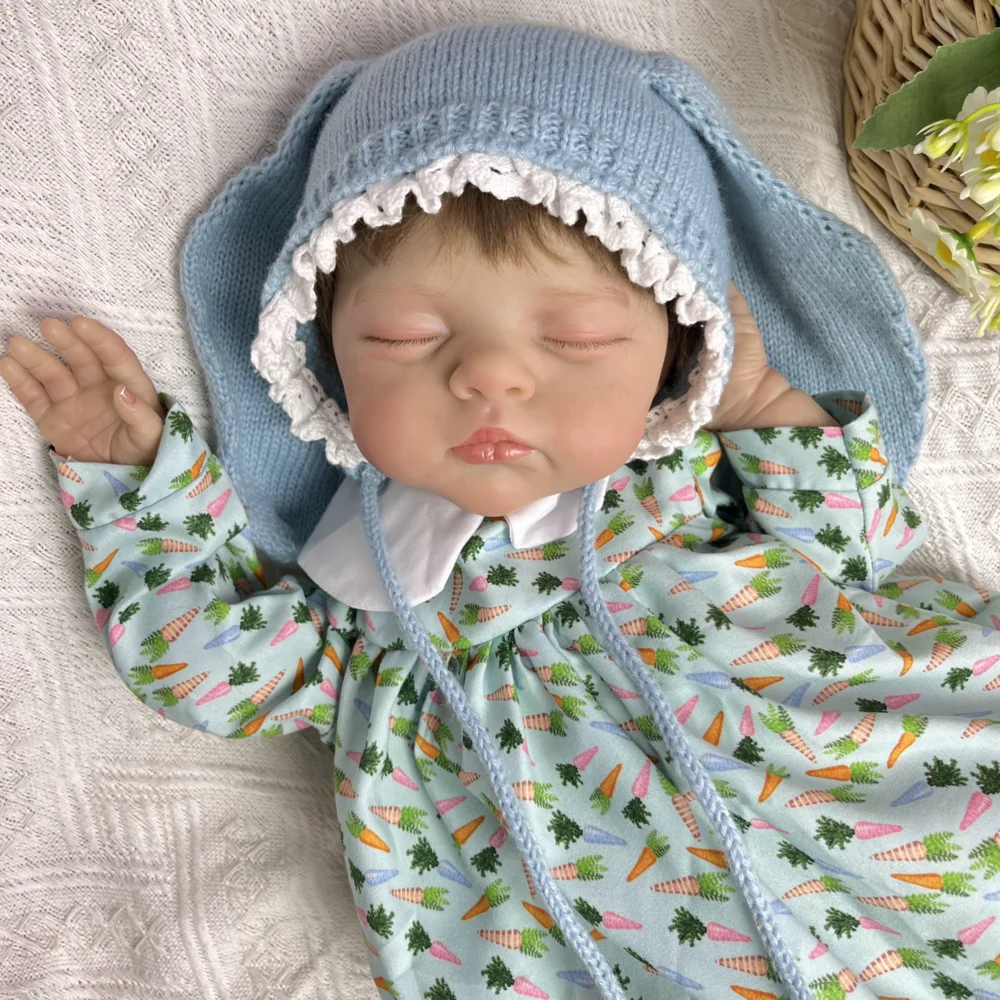 BZDOLL Realistyczna Lalka Reborn 48 CM (19 cali) Śpiąca, Ręcznie Robiona, z Winylowymi Ruchomymi Częściami, Materiałowy Korpus, Idealny Prezent Urodzinowy dla Dziewczynki