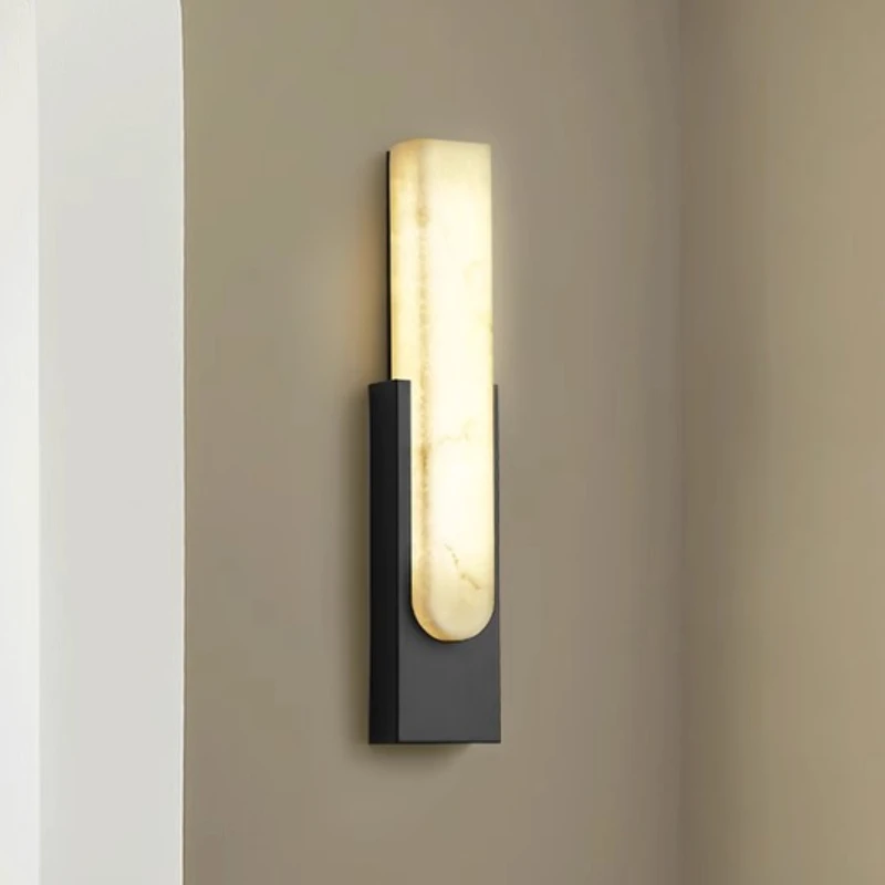 

Natural Marble LED Wall Lamp Modern Light Luxury Bedroom Living Room Decorative Wall Lamp Hotel Office Alabaster LED Wall Light