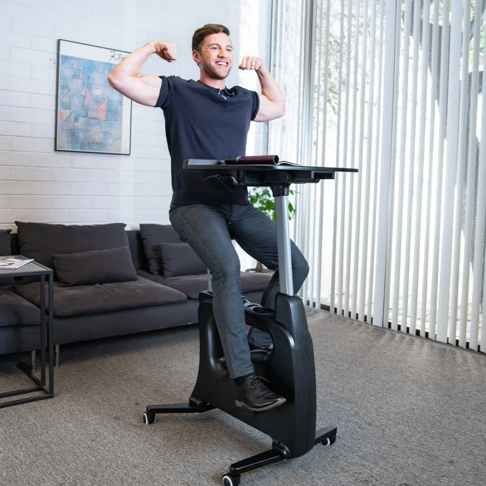 

3-IN-1 Exercise Bike, All-in-one Desk Bike, Indoor Cycling Bike with 8-Level Magnetic Resistance/LCD/Adjustable Seat&T