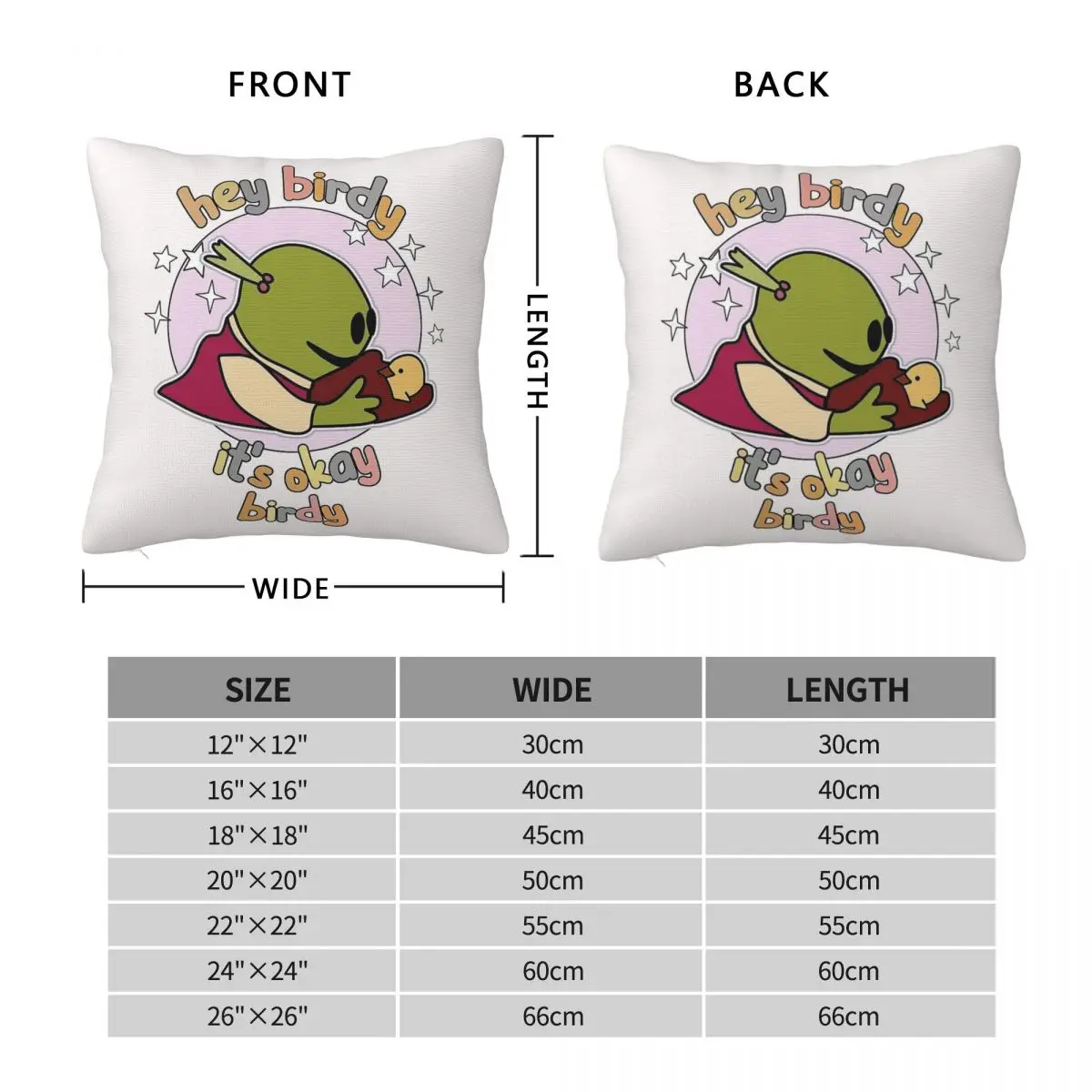 Hey Birdy It's Okay Nanalan Mona Pillowcase Polyester Linen Velvet Pattern Zip Decor Room Cushion Case 45x45