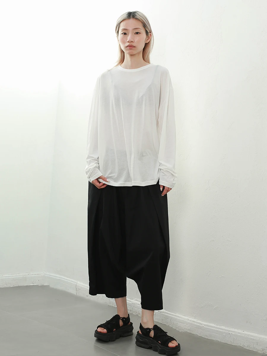 

Naked Sensation Long Velvet Cotton Loose Fit Long Sve round Ne Tee Casual Sle Women's T-irt Comfortable Breathable