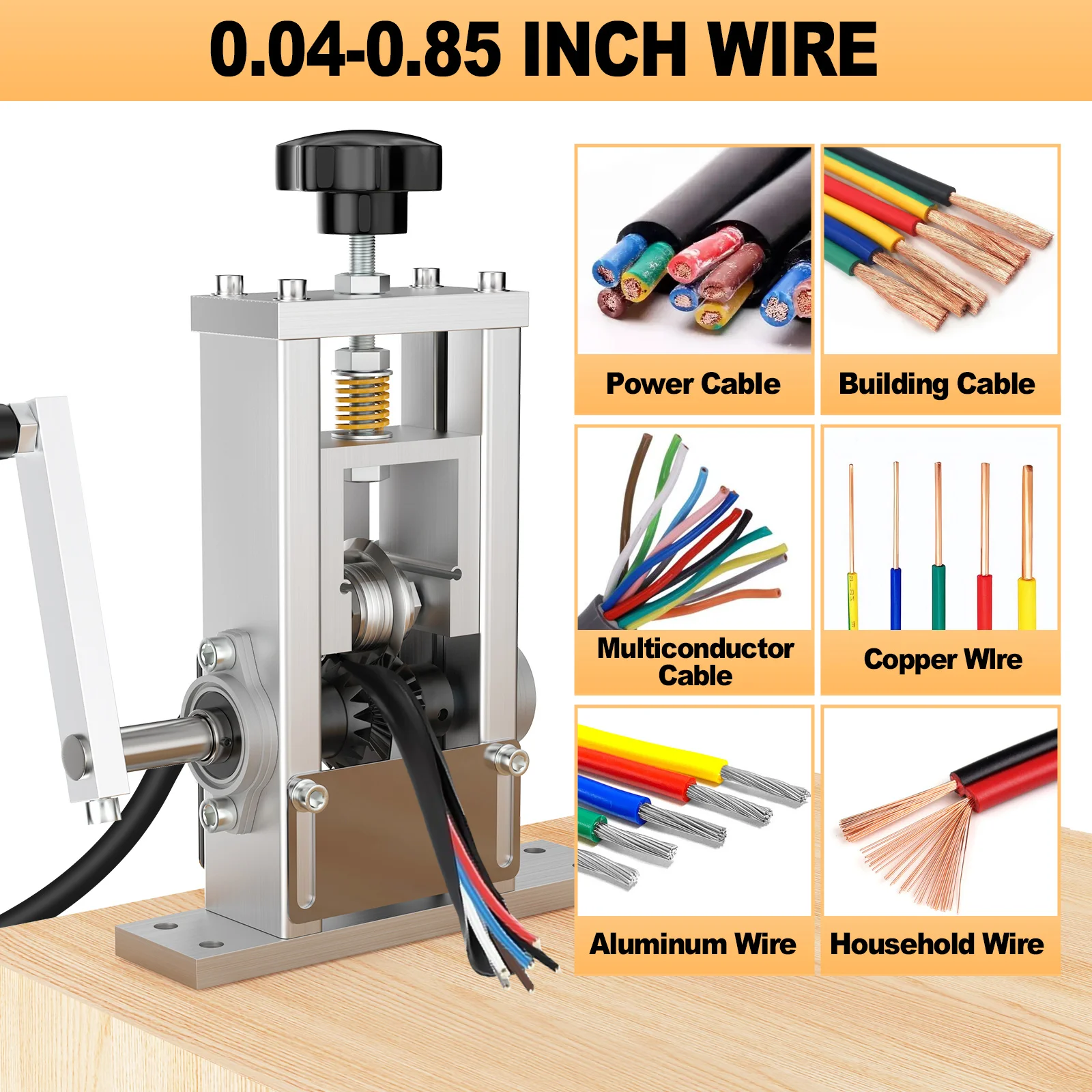 

0.04-0.85inch Household Wire Stripper Manual Wire Stripping Tool Cable Electric Peeling Machine Support with Hand Electric Drill