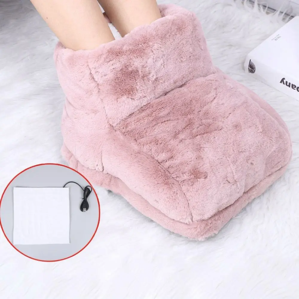 USB Heating Shoes Electric Foot Warmer Plush Winter Slipper Pad Soft Indoor Thermal Boots For Office Desk Warming
