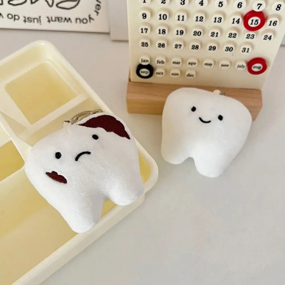 Soft Teeth Plush Keychain Fashion Toothbrush Cartoon Care for Teeth Pendant Decayed Tooth Toys Car Key Pendant