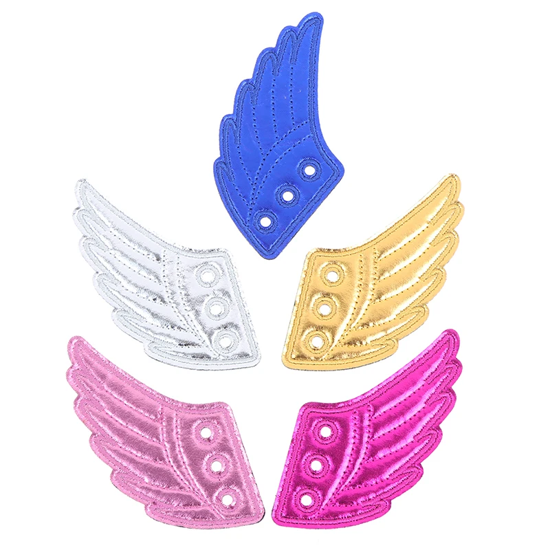 1Pair Colorful PU Bats Glitter Angel Shoe Wings Ornament Show Shoe Accessories Halloween Party Fun Skate Shoes DIY Decorations