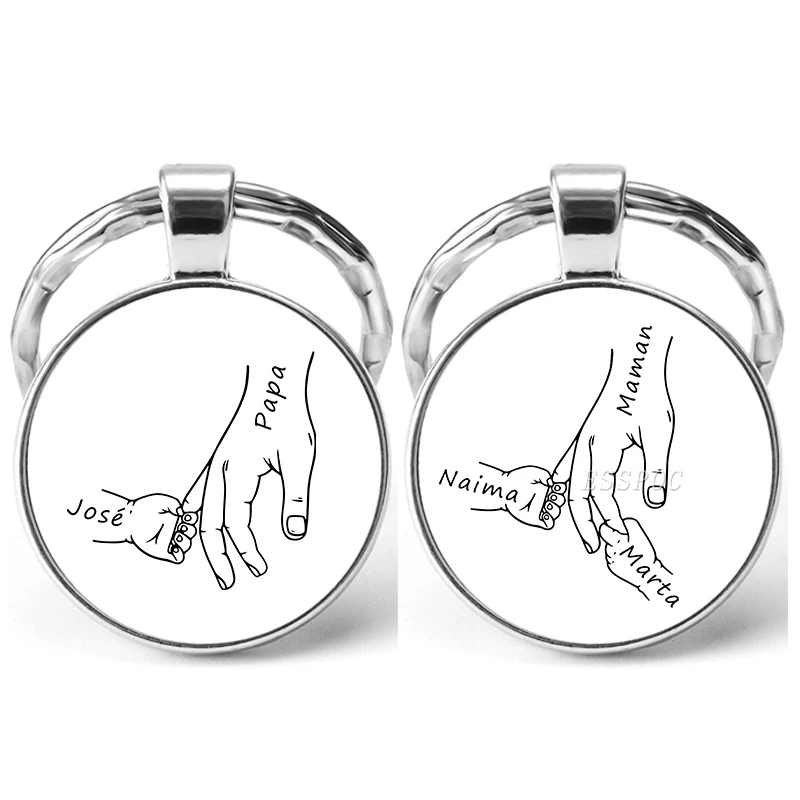 

Personalized Father's Day Keychain Custom Papa Kid Name Round Glass Dome Key Chains Pendant Graduation Gift