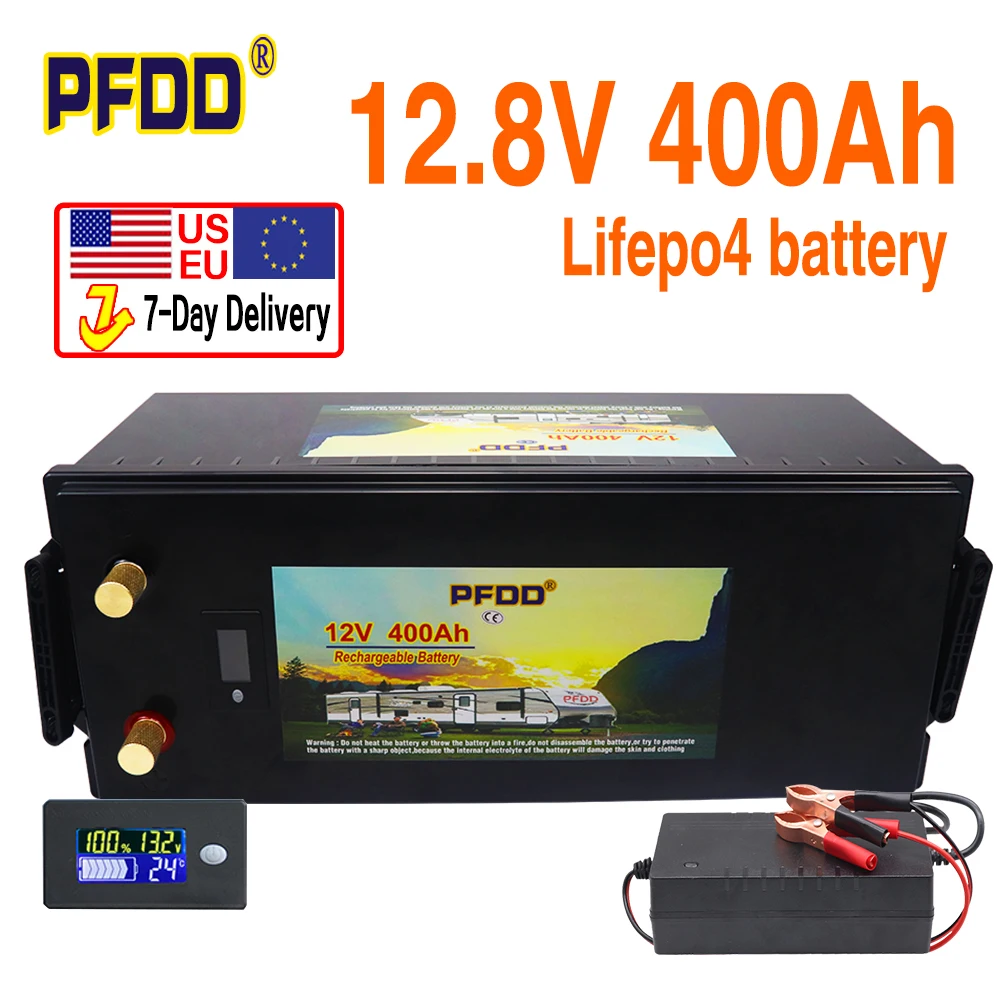 To 12V 500AH LiFePO4 Battery 12.8V 400Ah 300Ah 250Ah Built-in BMS Lithium Iron Phosphate Cell 6000 Cycles For Golf Cart Solar