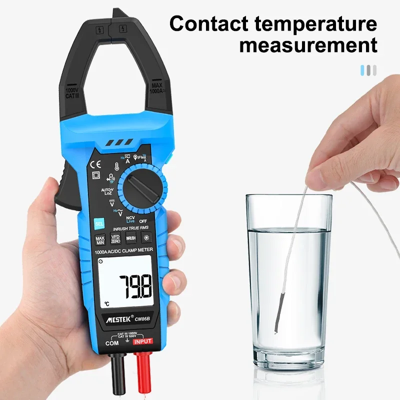 Mestek CM86B True-RMS 1000A AC/DC Curent Clamp Meter with iFlex Measures AC/DC current with included iFlex current probe