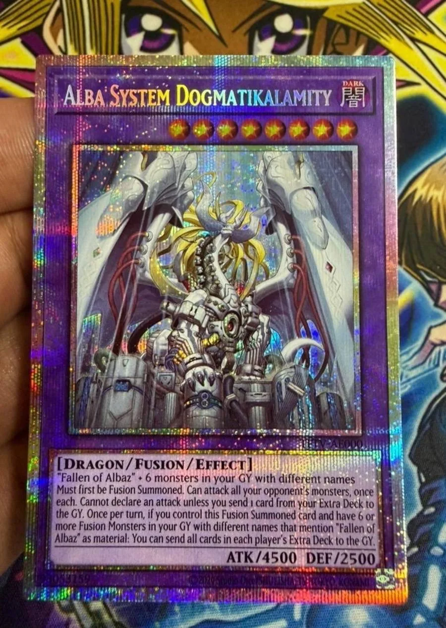 Yugioh KONAMI Duel Monsters TFTV-AE000 Sistema Alba Dogmatikalamity Prismático Secret Raro Colección Asiática Inglés Tarjeta de menta