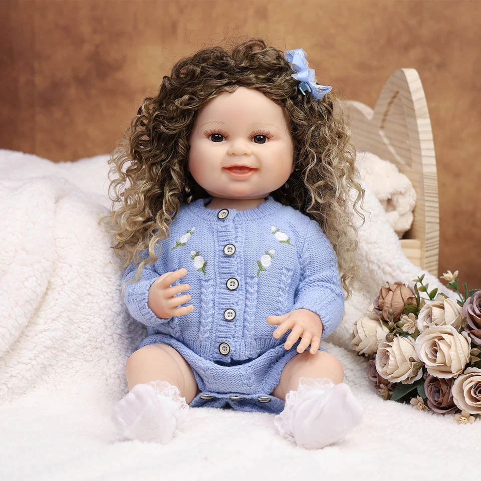 

KEIUMI 22 Inch Full Vinyl Girl Body Washable Reborn Baby Doll With Painted Lifelike Hair Bebe Reborn Christmas Toys