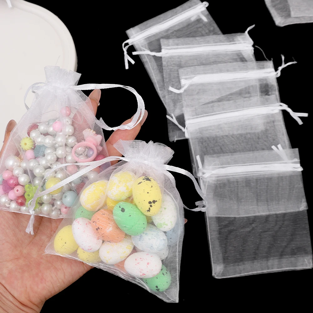 100Pcs Organza Gift Bag Jewelry Candy Packaging Bag Christmas Wedding Party Packing Favors Pouches Multipurpose Drawable Bags