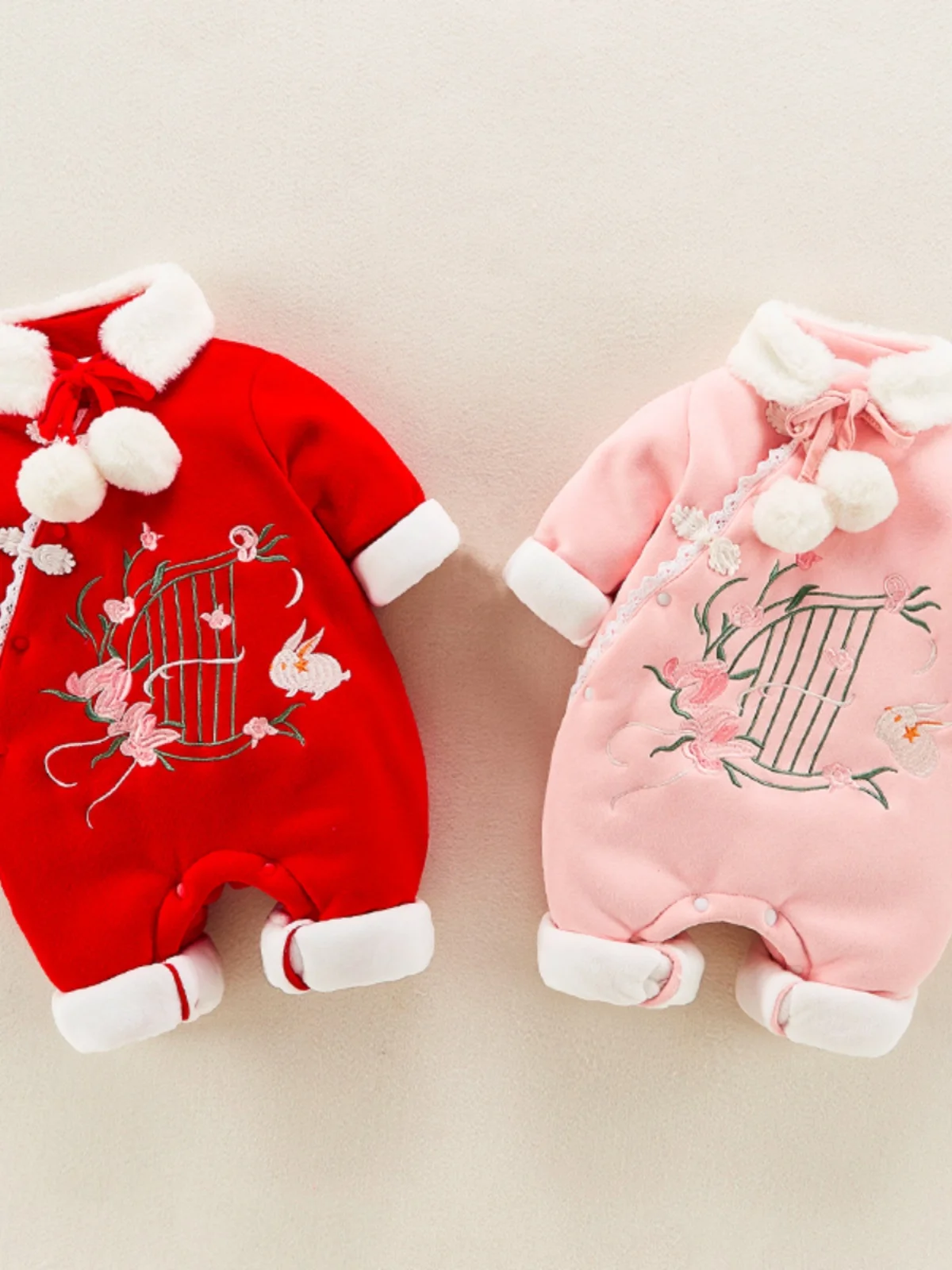 

Thiened Winter Clothes for Newborn Babies Fce Lined Rer Suit Outdoor Year of the Rabbit Celebration Outfit Cotton