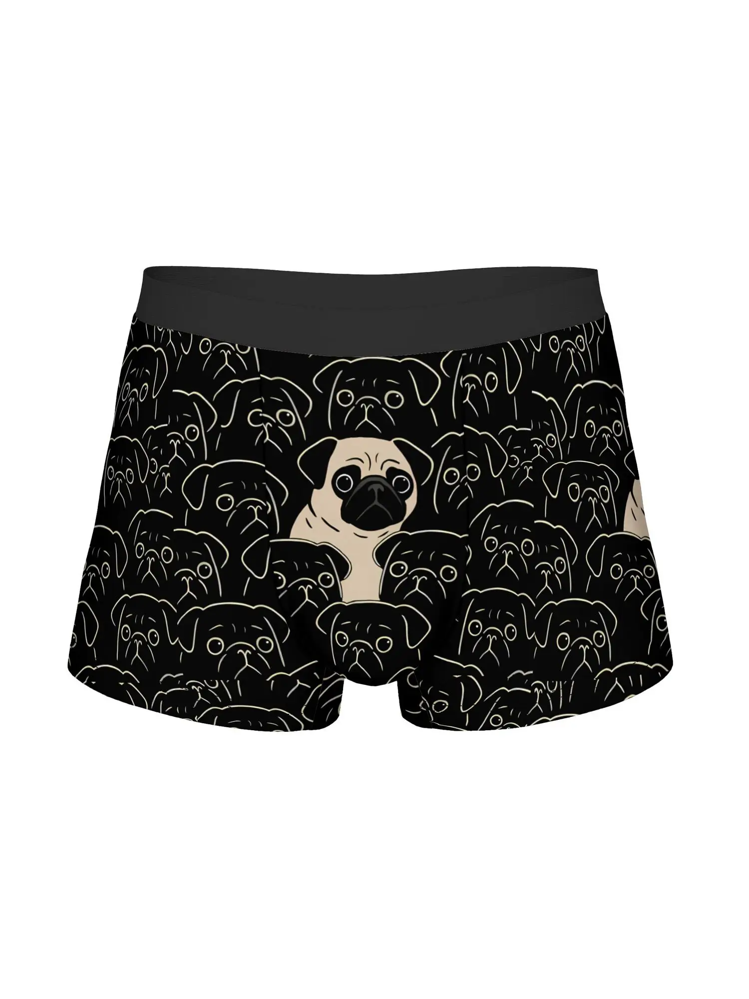 Black Same But Different Pugdog Pattern Underwear for Man, Soft Breathable Boxer Briefs with Design Print Boxers