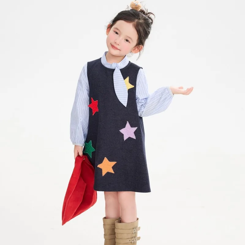 Girls Sleeveless Dress 2026 Fashion Color Five-pointed Star Dresses for Kids Children Party Dress Princess Baby Outfits Clothing