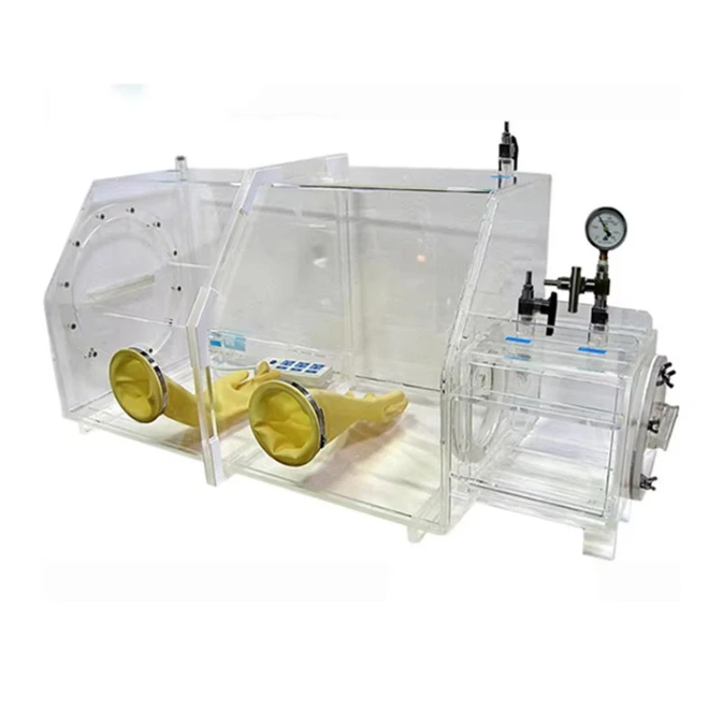 Laboratory transparent acrylic vacuum glove box with air locker