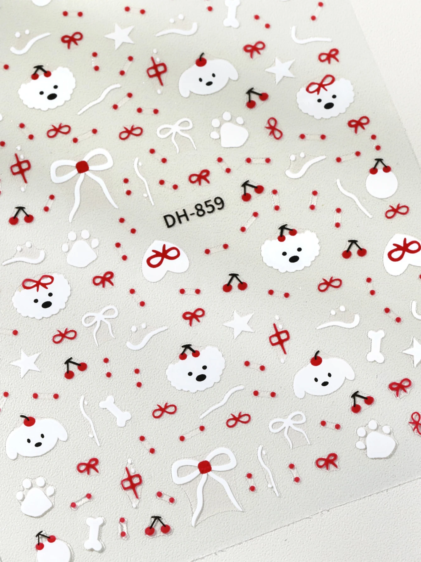 1/2 Śliczne naklejki na paznokcie DIY Wiśnia Pies Wzór Naklejki do dekoracji paznokci Płaskie Kokardki Wodoodporne i Trwałe