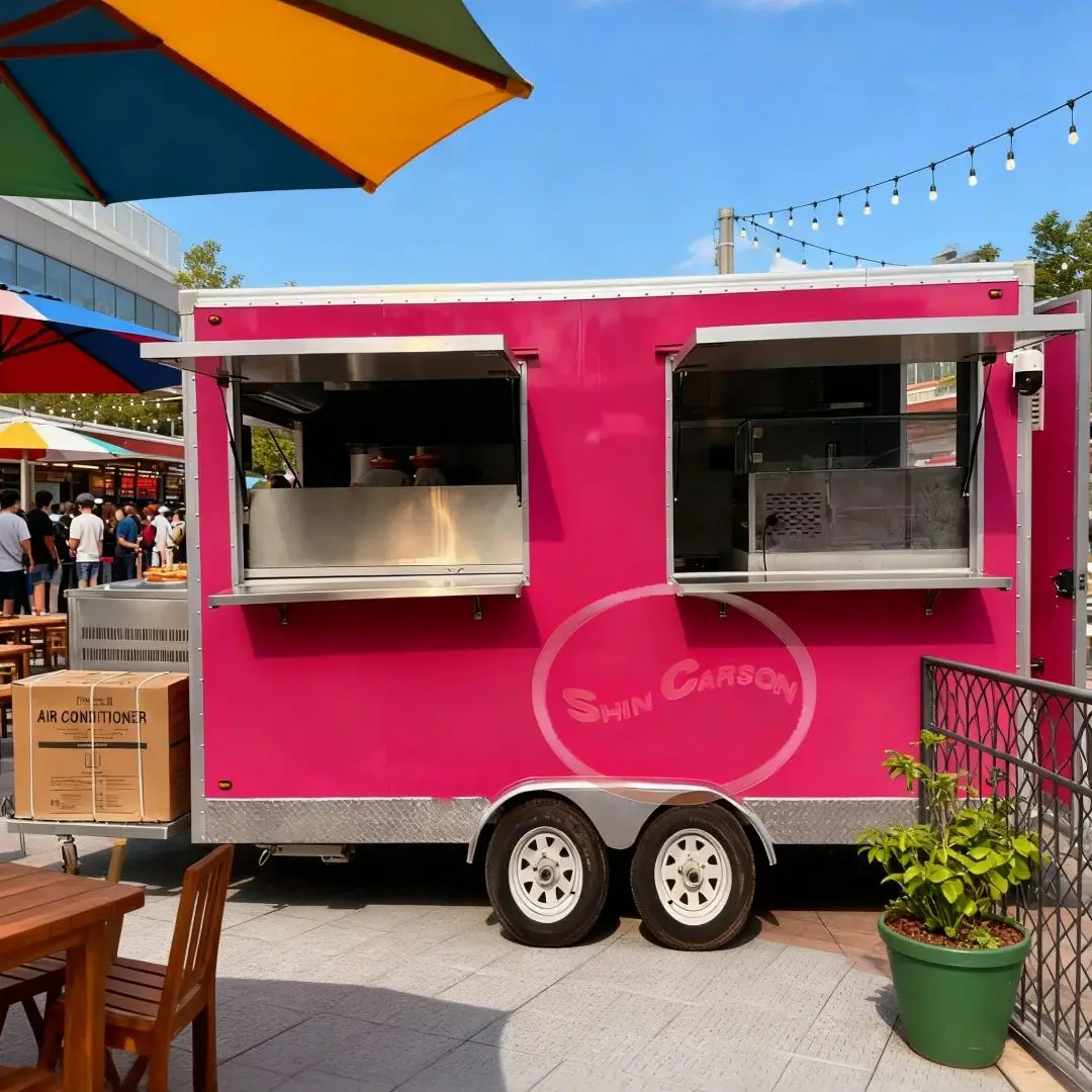 

Fully Equipped Mobile Food Catering Truck BBQ Food Trailer with Full Kitchen Ice Cream & Coffee Equipment for Sale Fast