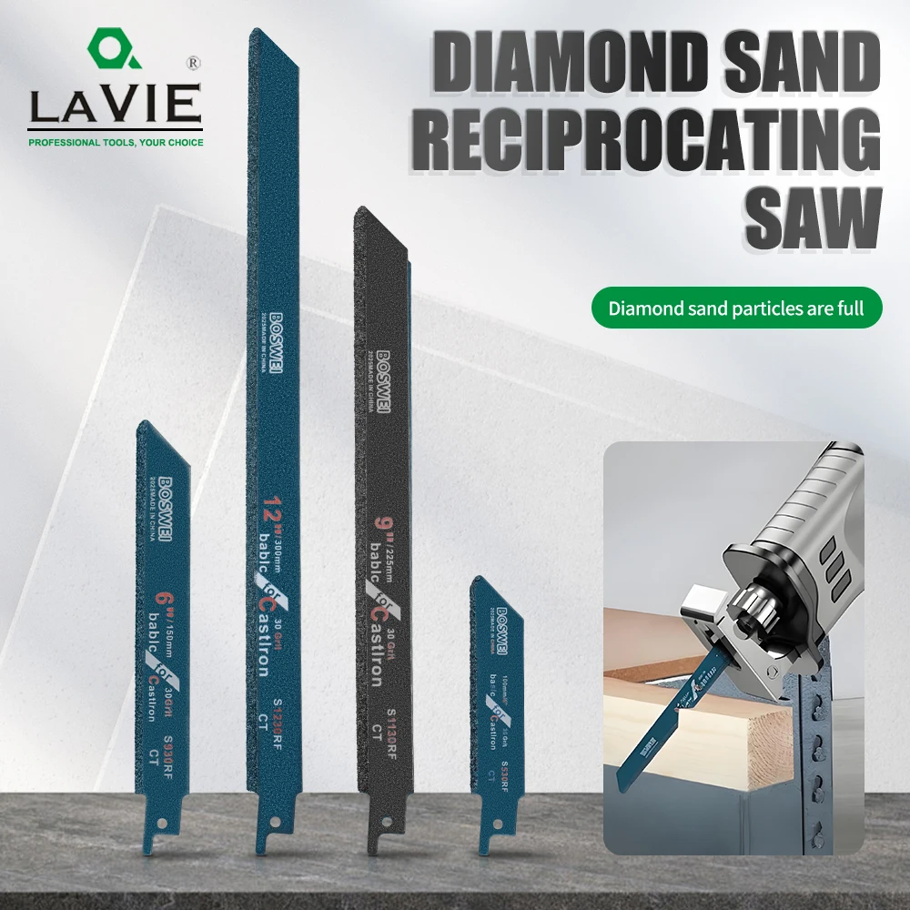 LAVIE ジグソーブレード 100/150/225/300mm 30 グリットダイヤモンド往復ジグソーブレード タイル、花崗岩、大理石、ガラス、セメントの切断用