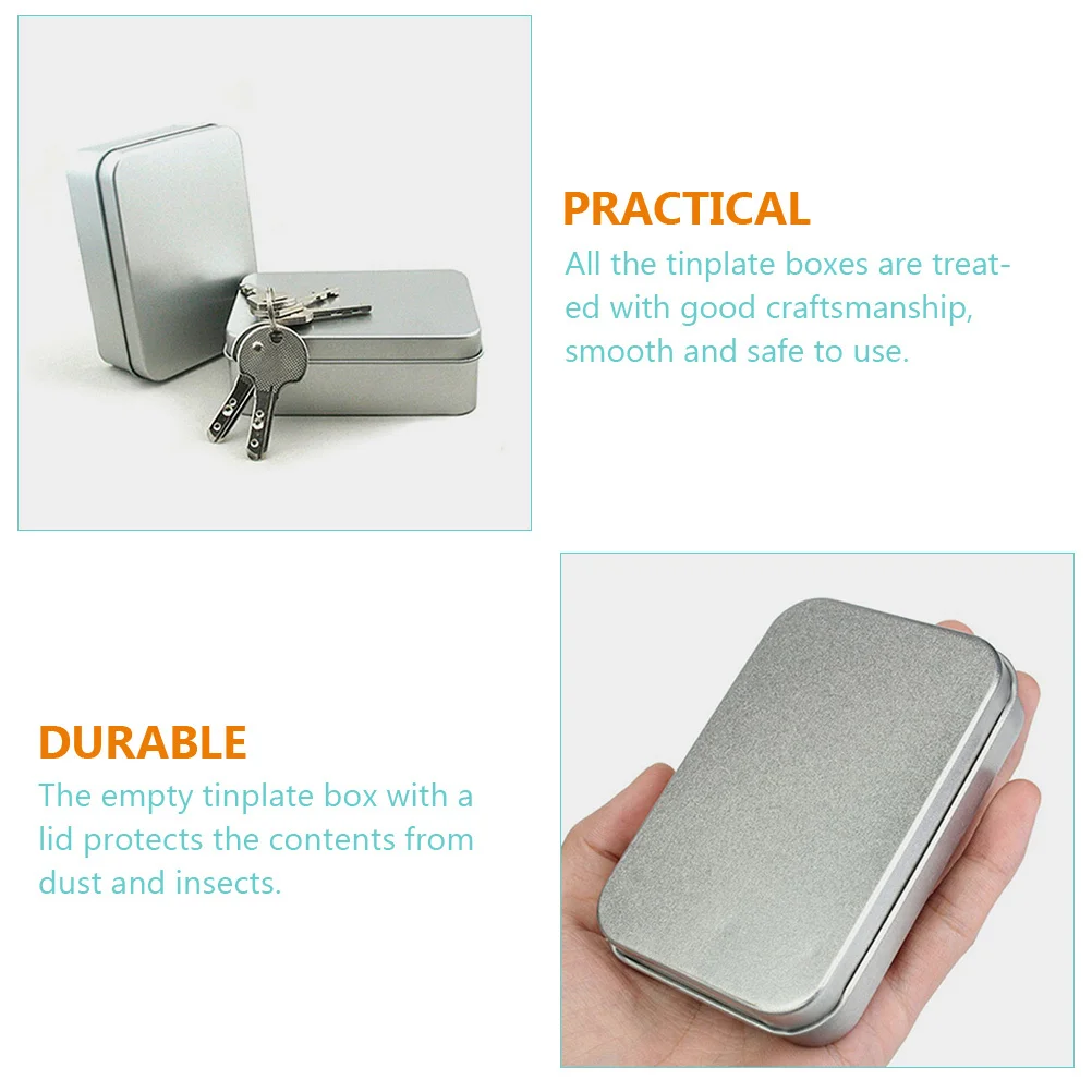

6Pcs Metal Tinplate Boxes with Lid Portable Small Storage Organizer Cases for Keys Jewelry Pills Craft Sample Containers