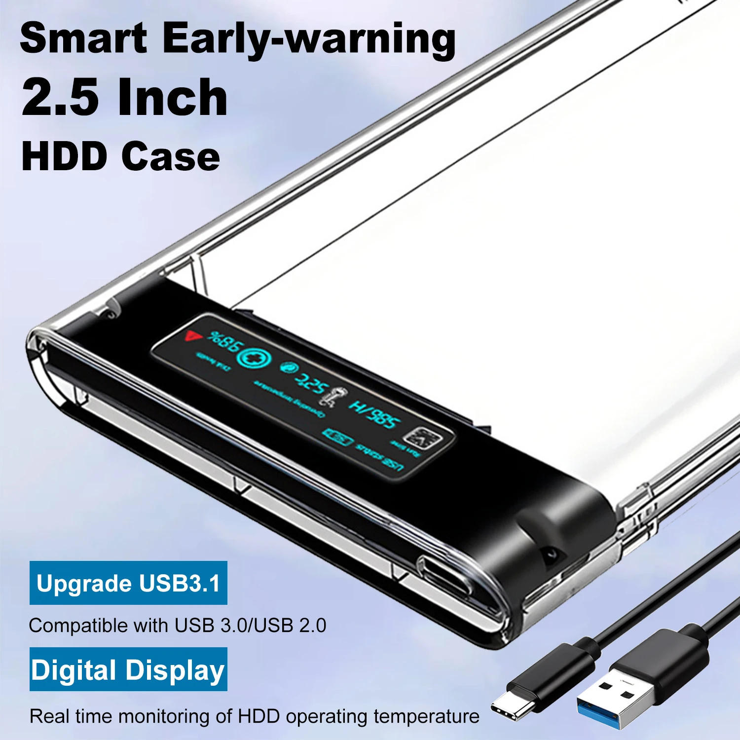 2.5 inch HDD Case SATA to USB 3.1 Hard Drive Enclosure for SSD Disk HDD Box 5Gbps USB C 3.1 Gen 2 Case HD External HDD Enclosure