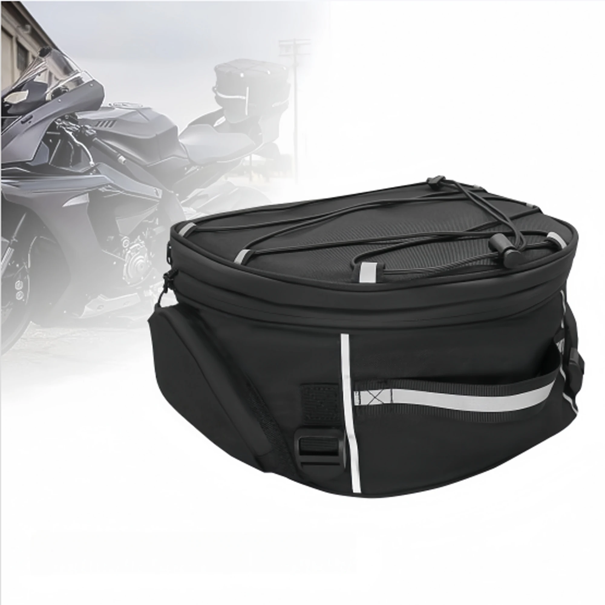 

Expandable Motorcycle Tail Bag Motorcycle Rear Seat Bag with Waterproof Rain Cover Motorbike Helmet Bag Luggage