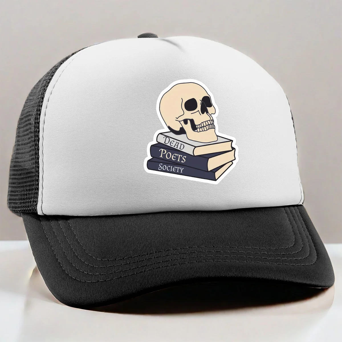 Dead Poets Society Skull Books Trucker-Mütze, Polyester-Mesh-Rückseite, verstellbare Freizeitkappe