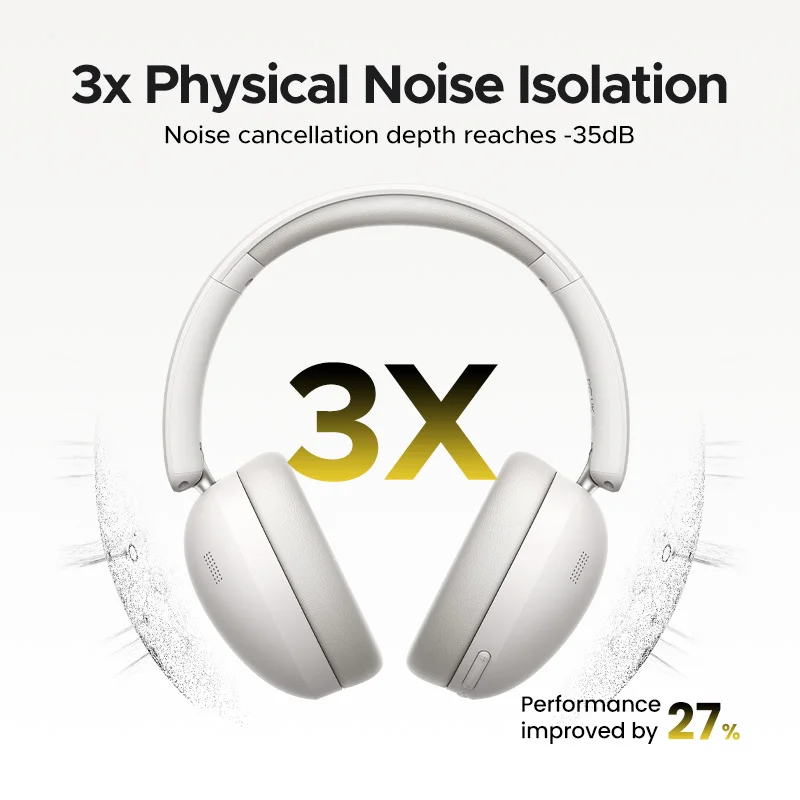 UGREEN Studio Max2 Беспроводные Bluetooth-наушники, временем воспроизведения 80 часов, Hi-Fi стерео наушники-вкладыши с микрофоном, Bluetooth 5.4