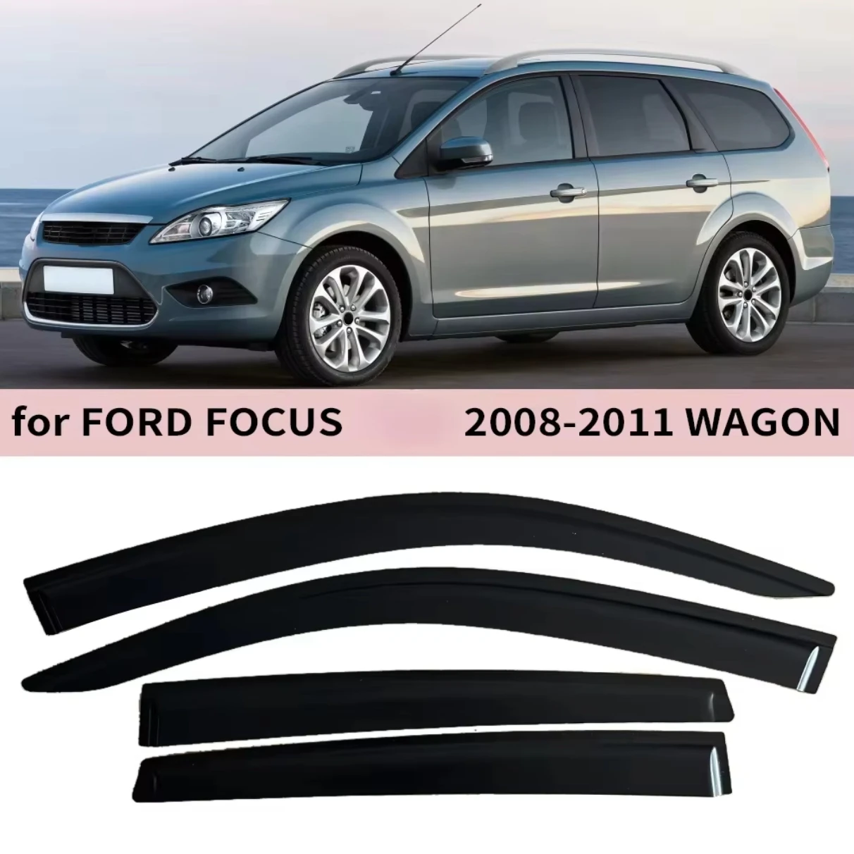 

Для FORD FOCUS WAGON EUROPE 2008 2009 2010 2011, ветровые дефлекторы, защита от дождя, дверной козырек, оконный козырек, автомобильные аксессуары