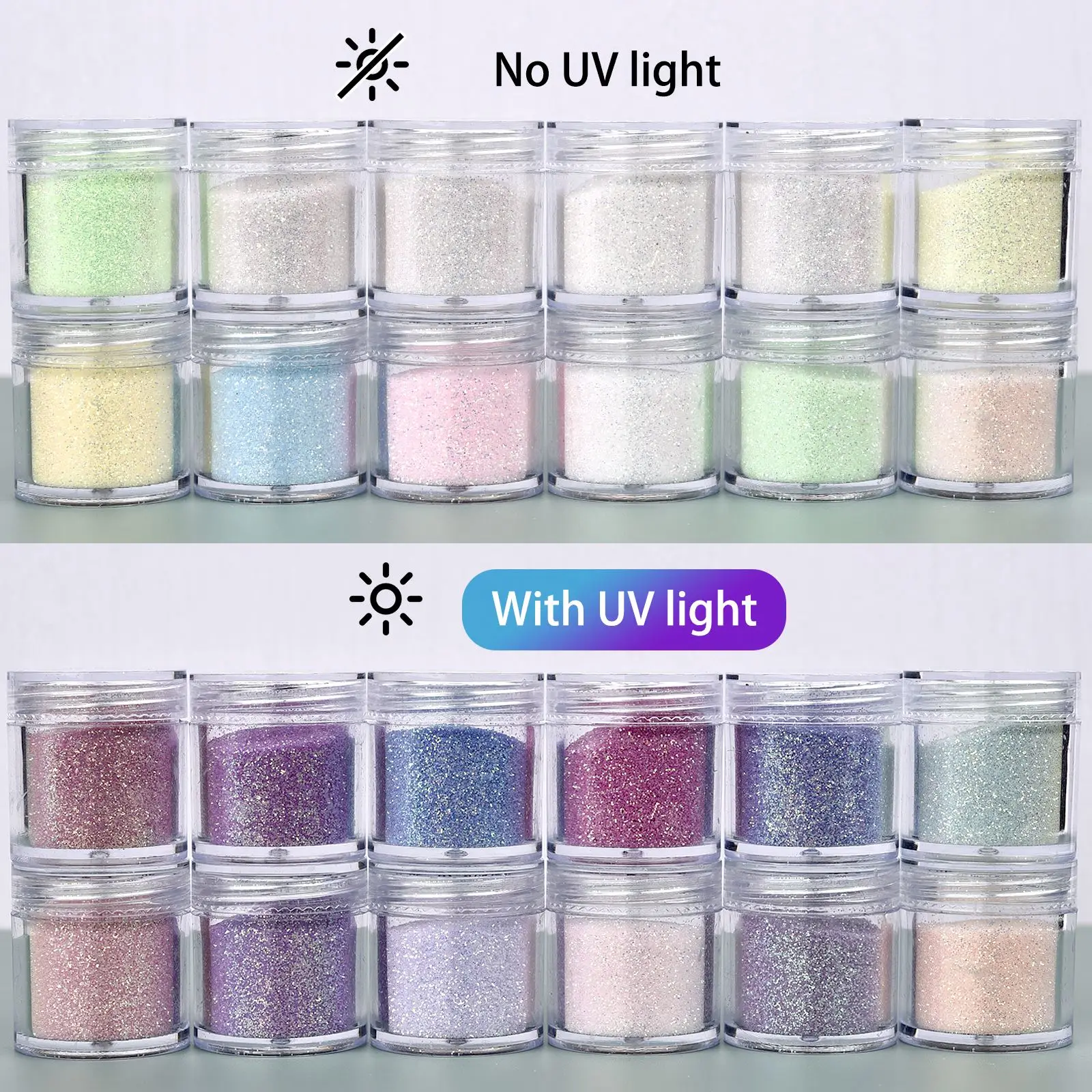 5g/Bottle UV Sensitive Color Temperature Changing Powder DIY Epoxy Resin Mold Glitter Powder UV Light-Changing Cosmetic Pigments