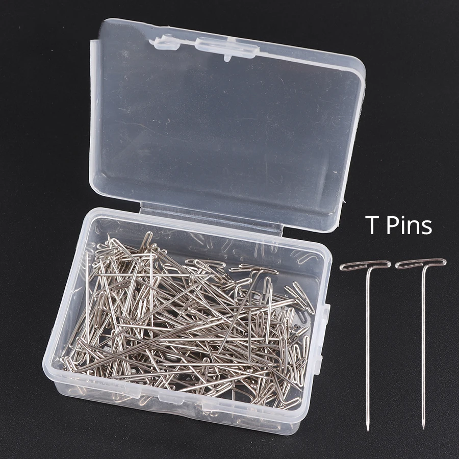 

50/100Pcs T pins For Wigs Making 38mm Long T-pin Use On Foam Head Silver Sewing Hair Needles Styling Tool Wig Making Kit Yajukai