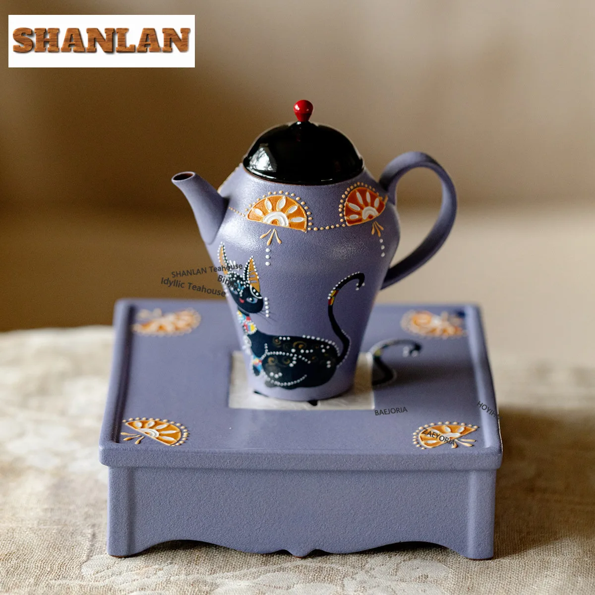150ml Gilt Silver Hand-painted Cat Teapot Ancient Tea Infuser Pot Tea Maker Kettle With Ball Hole Kung Fu Tea For Tea Ornaments