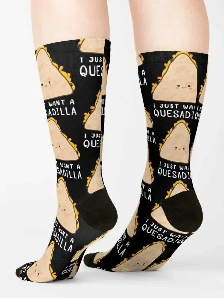 Funny Mexican Food Lover I Just Want A Quesadilla design Socks Stockings tennis aesthetic ankle Socks Female Men's