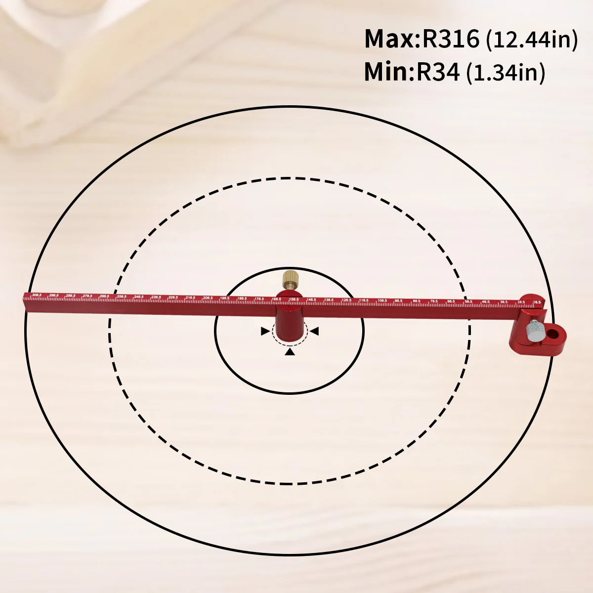 Woodworking Compass Scriber, Adjustable Circular Drawing Ruler Aluminum Fixed-Point Circle Line Marking Gauge Precision Drawing