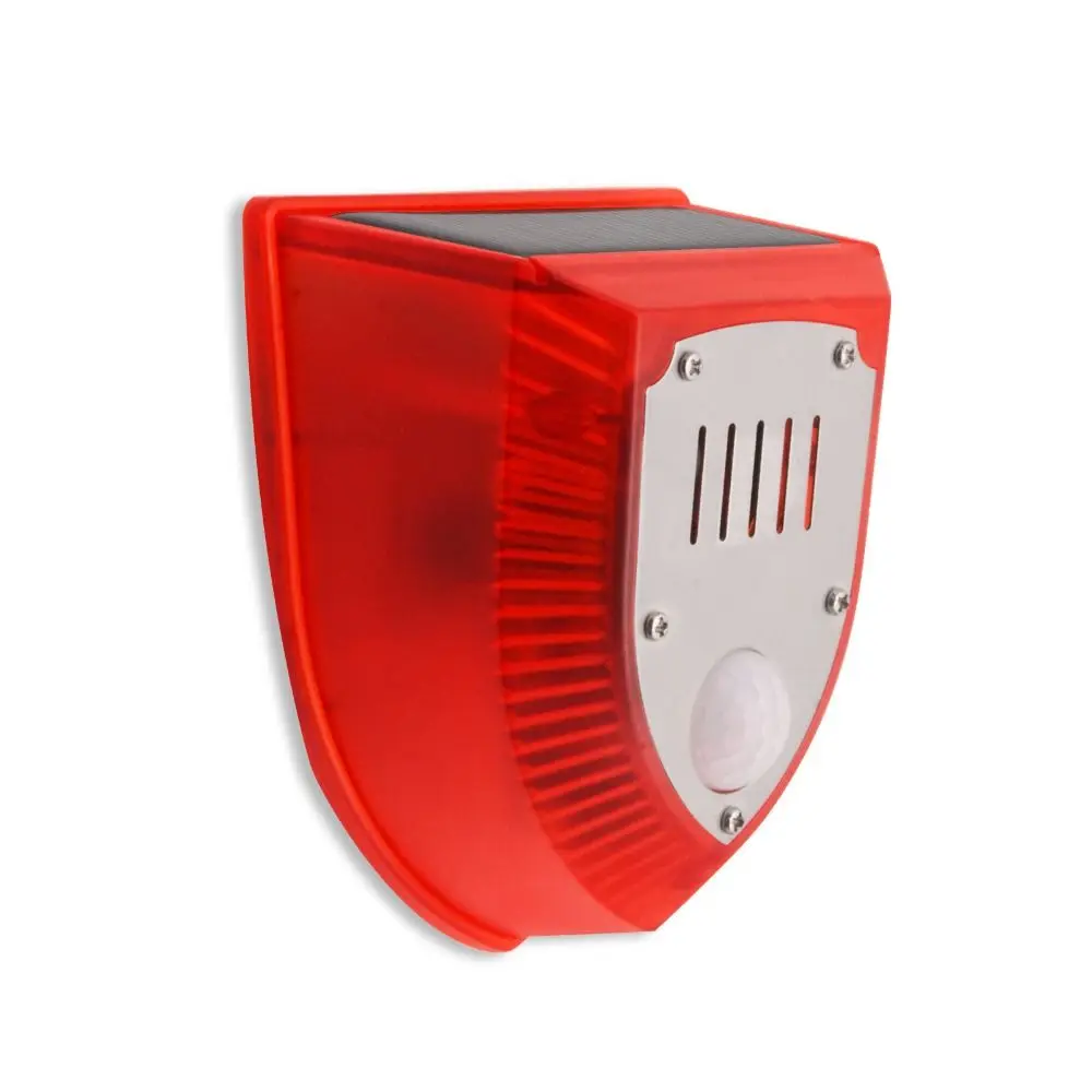

3 Modes Solar Security Siren Audible and Visual Alarm Solar Powered Animal Deterrent Alarm Anti-theft Waterproof Animal Repeller