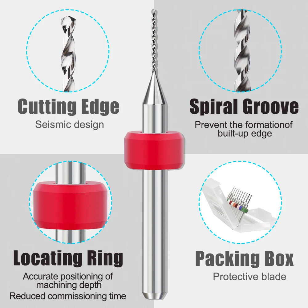 XCAN-Mini broca PCB de carburo de acero de tungsteno para placa de circuito de impresión, máquina de brocas CNC, 0,3mm a 1,2mm, 10 unids/set