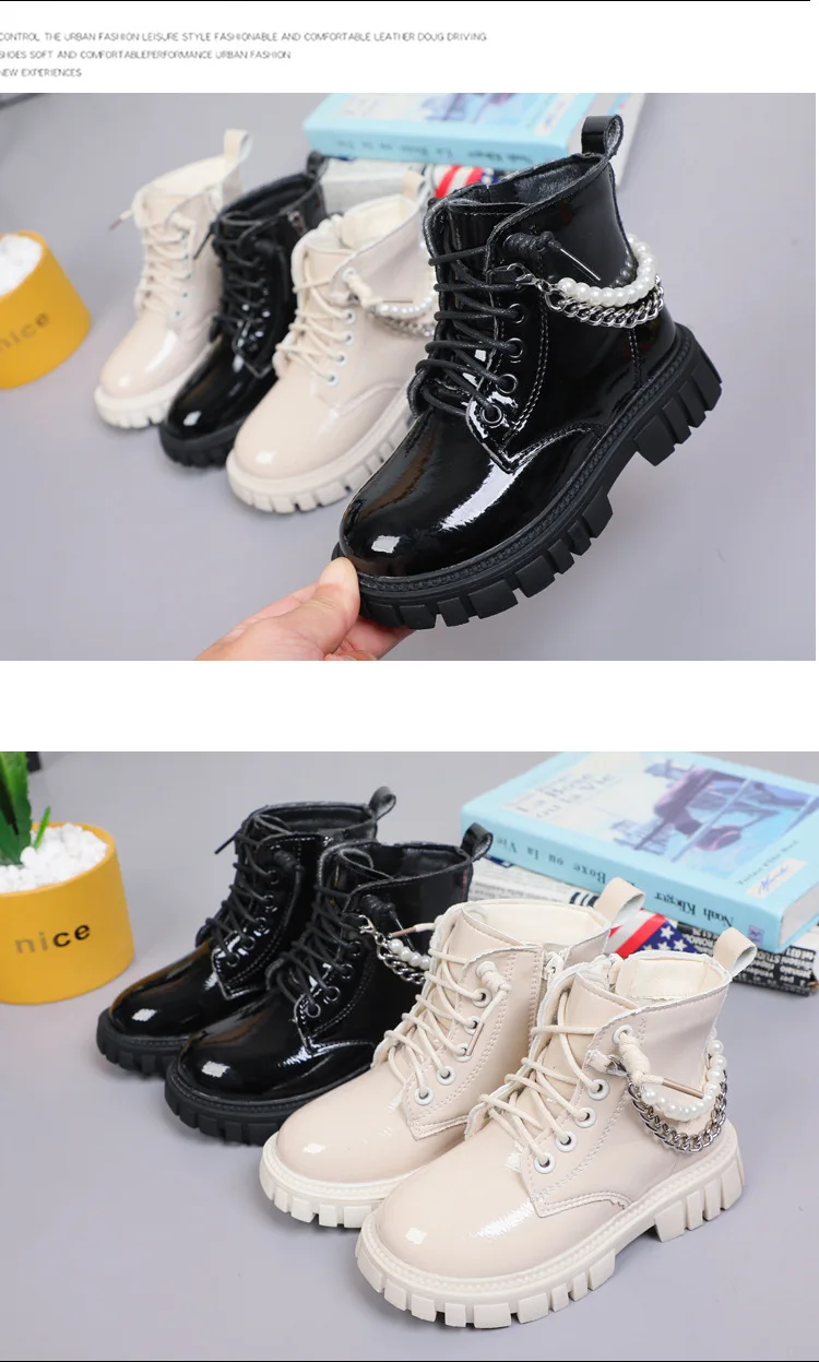 2026 Neue Kinder-Lederstiefel Chelsea Wasserdichte Kindersneaker Beige Kleinkind-Schneestiefel Mädchen Herbst-Winter-Schuhe – Detail 8