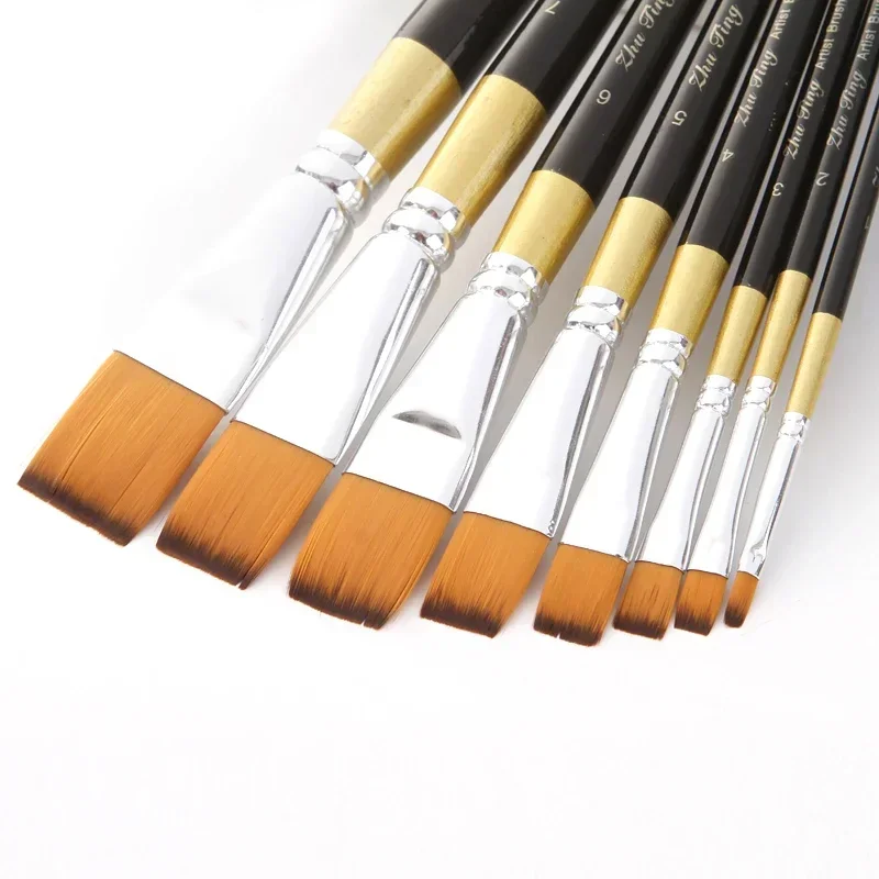 8 Pcs Professional Paint Brushes Different Shape Nylon Hair Artist Painting Brush For Acrylic Oil Watercolor Art Supplies