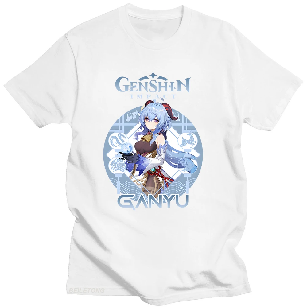 Ganyu Tshirt Genshin Impact Game Graphic T-shirt 100% Cotton shirts for Girls/boys Korean Fashion Women Tee-shirt Short Sleeve