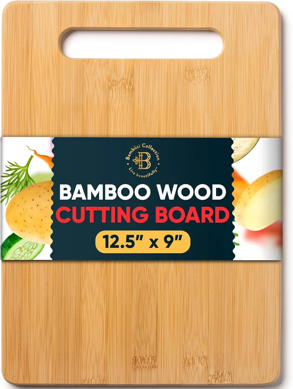 Bamboo Cutting Board 12.5x9 inch for Food Prep Chopping Carving Meat Vegetables with Knife-Friendly Surface