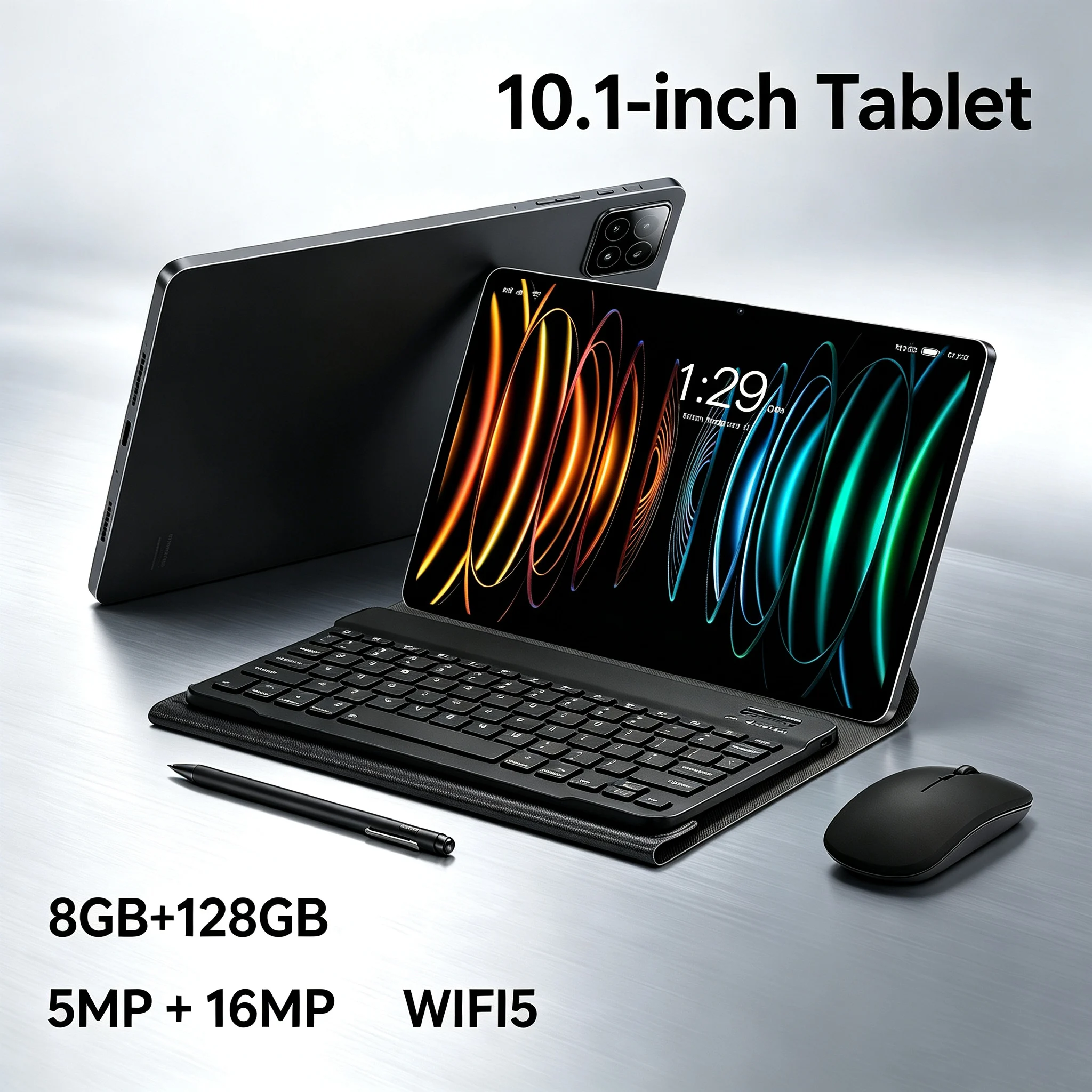 2026 Updated 10.1-inch Android Touchscreen Tablet, 8GB RAM +128GB Storage, 6000mAh Battery. Large Touch Screen, Lightweight Tabl