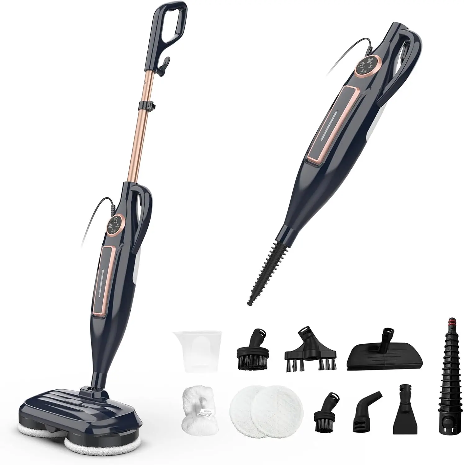 VM6 Scrubbing Steam Mop with Rotating Mop Pads, 10 in 1 Steam Mop, Lightweight Spin Mop & 3 Steam Modes for Hard Floor Laminate