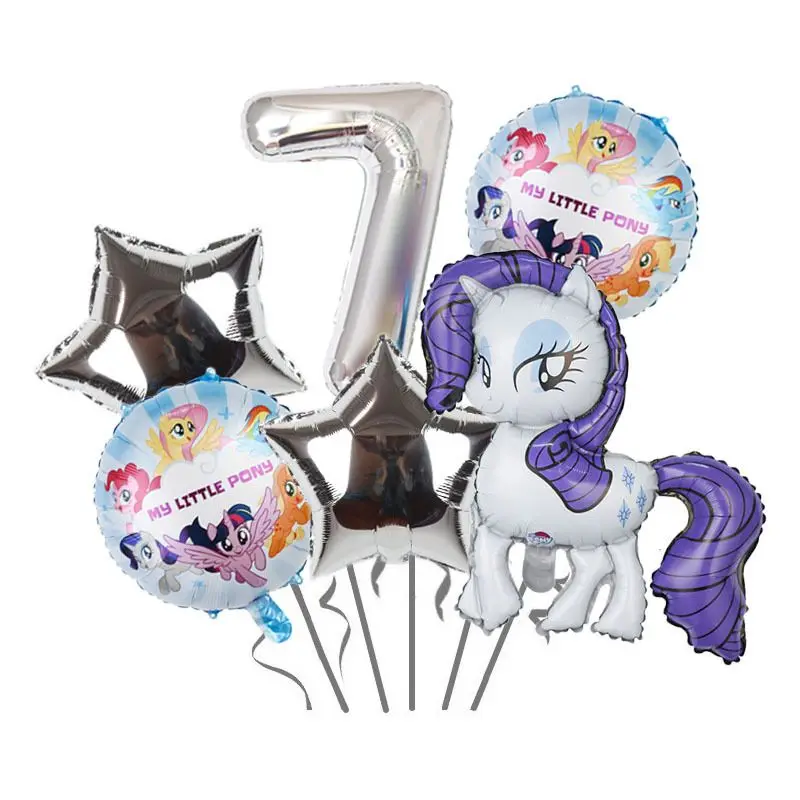 

Cartoon Balloon My Magical Little Ponys Rarity Balloon Purple Birthday Balloon Set Festival Party Decoration Supplies 0-9 Number